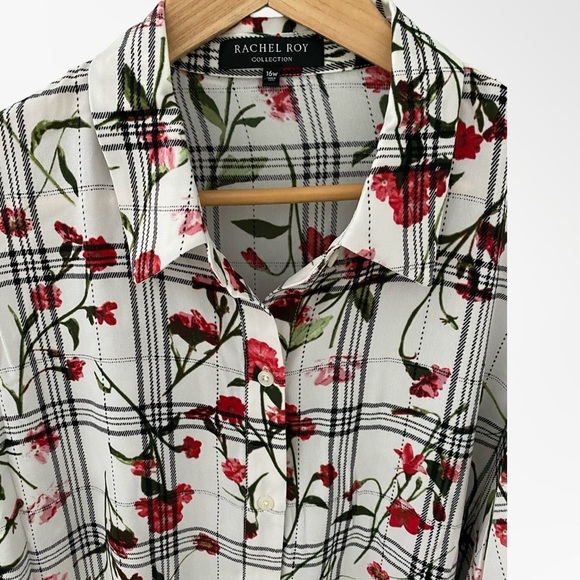 Rachel Roy Collection Plus Size Long Sleeve Floral Blouse Career NWT Size 16W - Picture 3 of 9